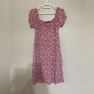 Girls purple‎ floral short sleeve dress size small